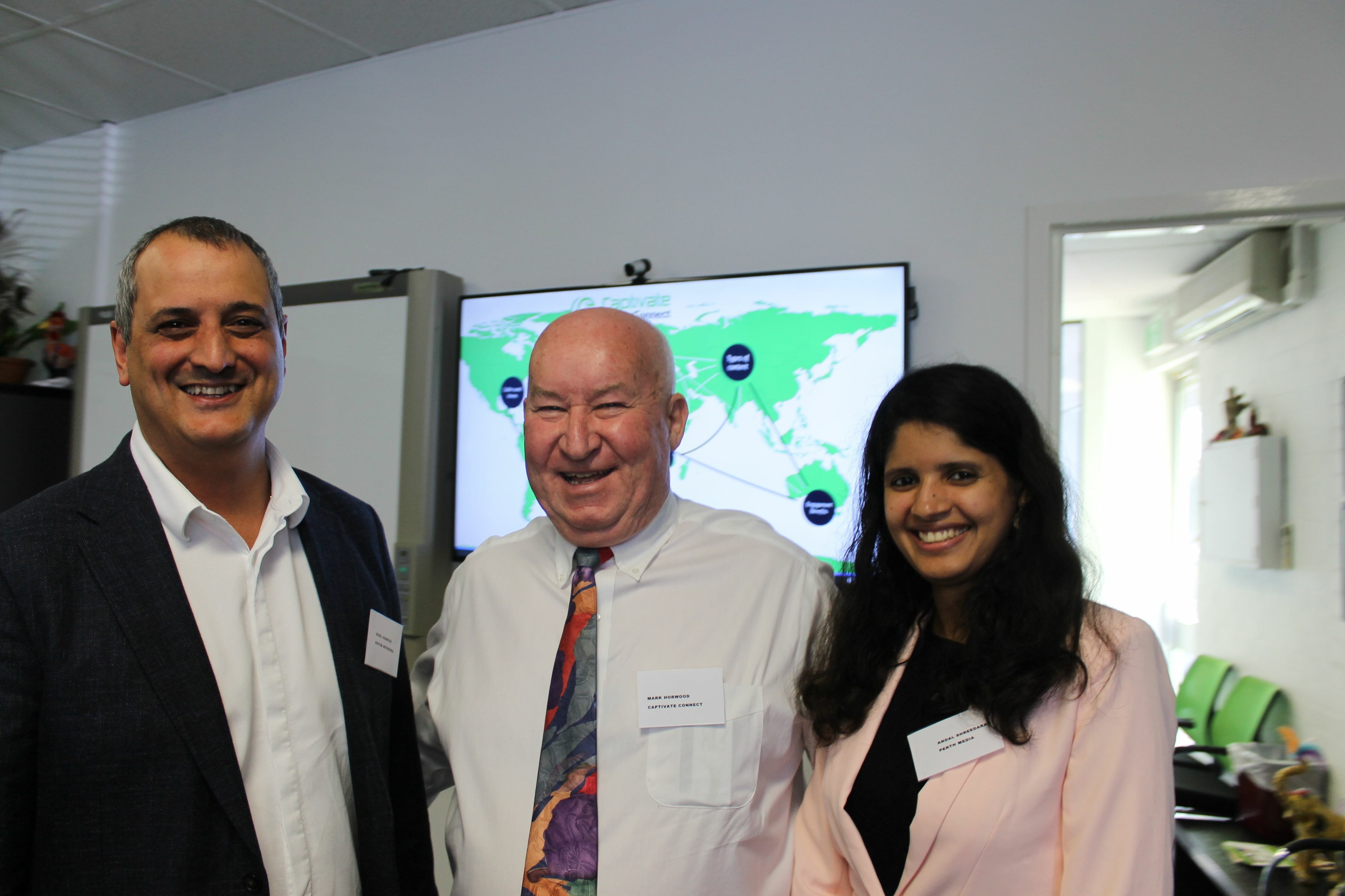 Nigel Keswick (Managing Director Novum Networks); Owner/Founder Captivate Connect Mark Horwood; and Andal Shreedaran (digital and creative consultant Perth Media)